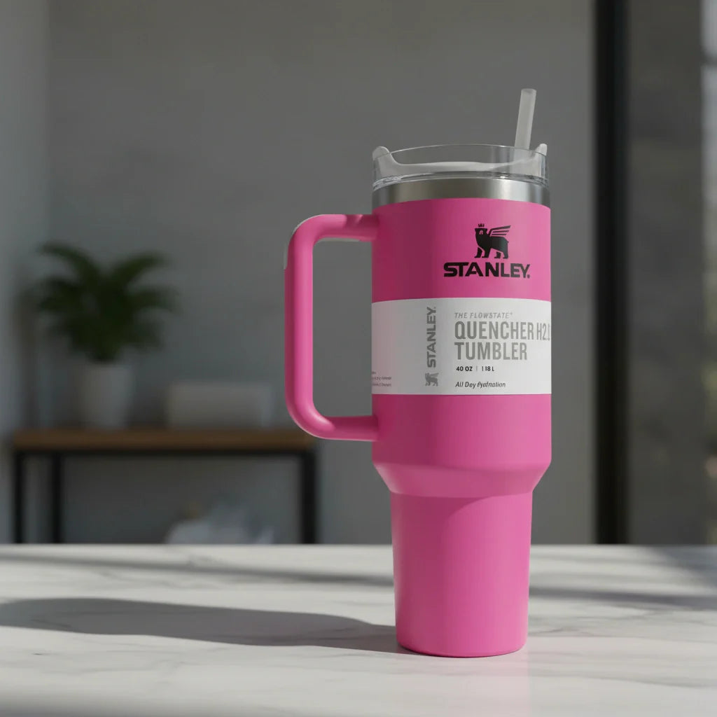Stanley Quencher H2.0 Tumbler Hot Pink 40oz – Euromosh