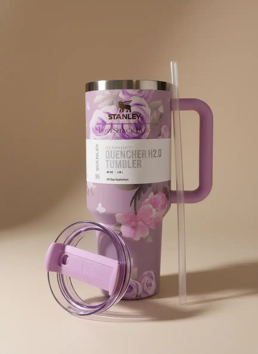 Stanley x LoveShackFancy Quencher H2.0 Tumbler β Lavender Rose Floral (40oz)