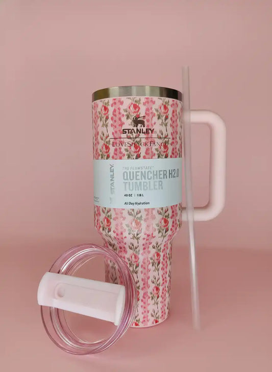 Stanley x LoveShackFancy Quencher H2.0 Tumbler Pink Floral Romance 40oz – Euromosh