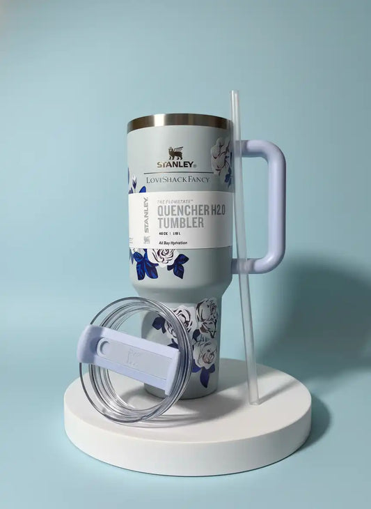Stanley x LoveShackFancy Quencher H2.0 Tumbler β Soft Blue Floral (40oz)