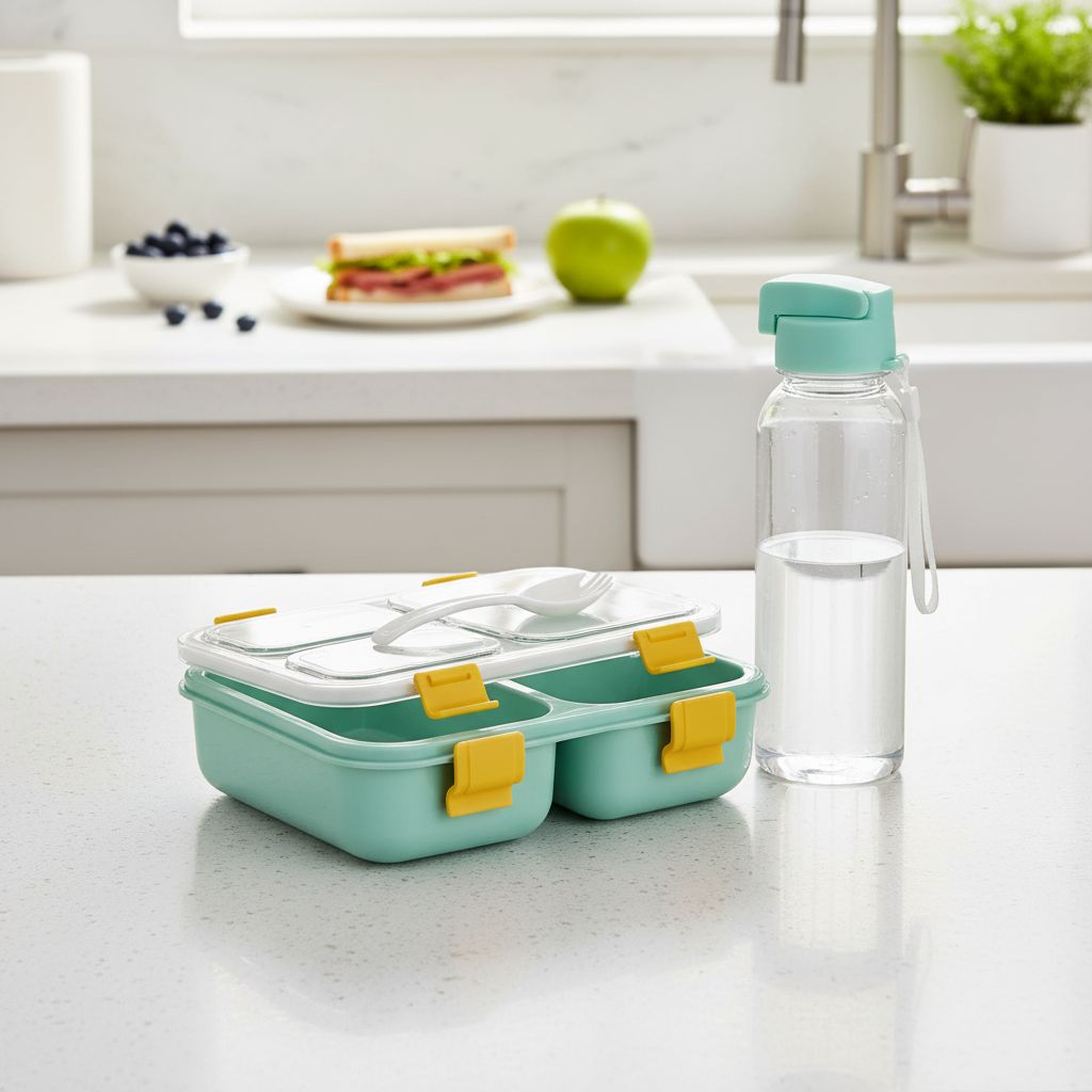 3 Compartment Leakproof Lunch Box with Water Bottle for Kids – Euromosh