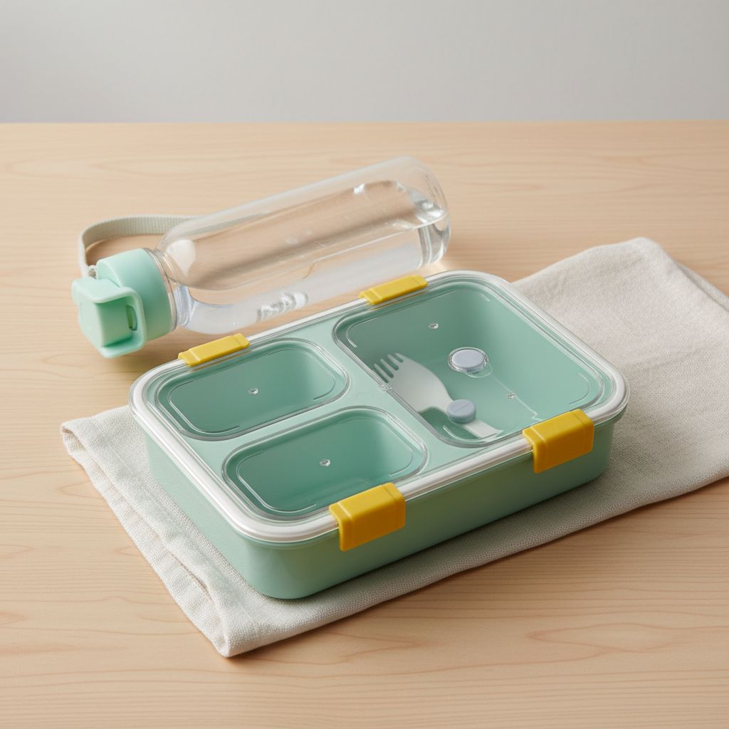 3 Compartment Leakproof Lunch Box with Water Bottle for Kids – Euromosh