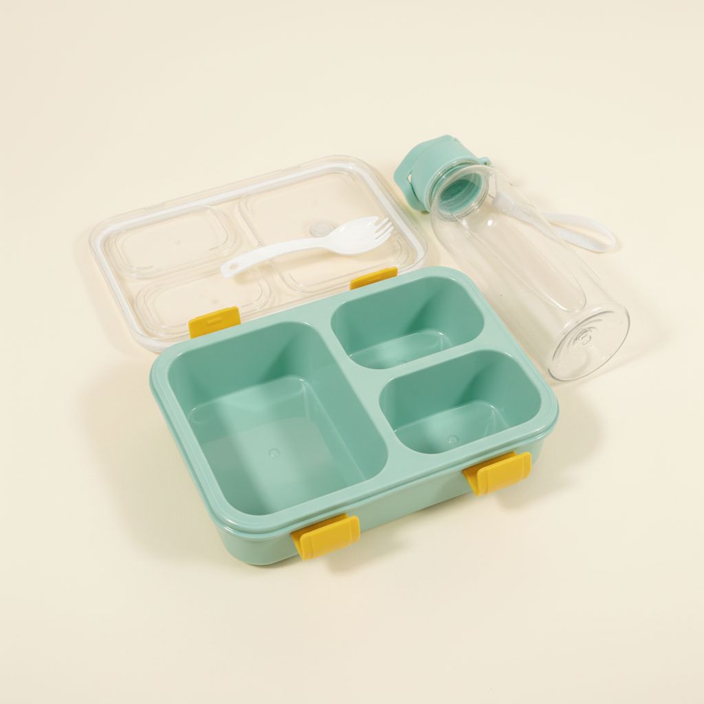 3 Compartment Leakproof Lunch Box with Water Bottle for Kids – Euromosh