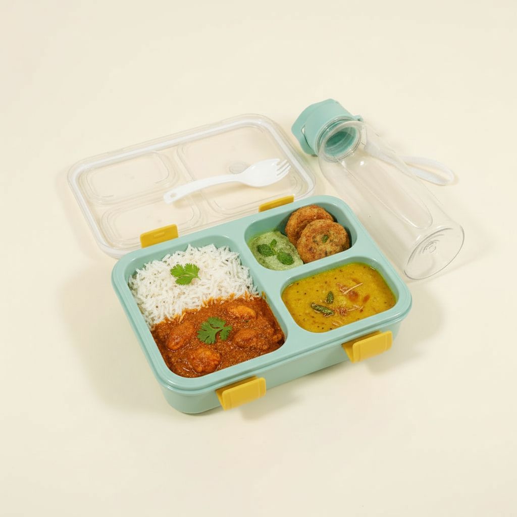 3 Compartment Leakproof Lunch Box with Water Bottle for Kids – Euromosh