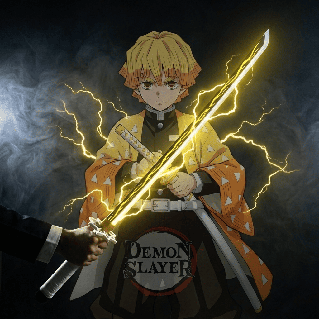Zenitsu LED Katana Sword Thunder Breathing 7 Color Glow Smoke Effect – Demon Slayer – Euromosh