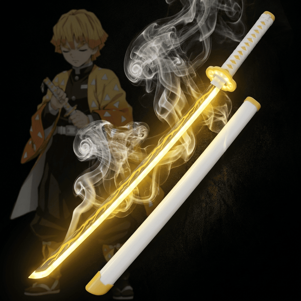 Zenitsu LED Katana Sword Thunder Breathing 7 Color Glow Smoke Effect – Demon Slayer – Euromosh
