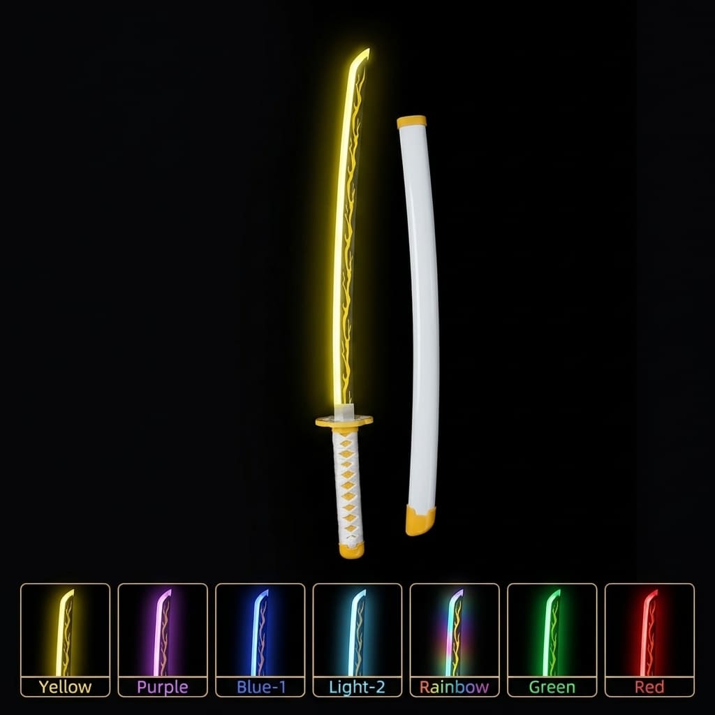 Zenitsu LED Katana Sword Thunder Breathing 7 Color Glow Smoke Effect – Demon Slayer – Euromosh