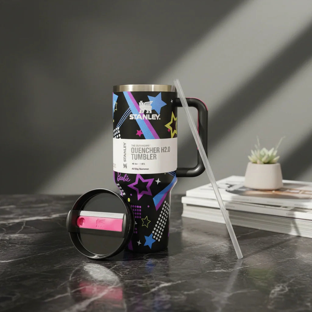 Stanley x Barbie Quencher H2.0 Tumbler Star Pop Black 40oz – Euromosh